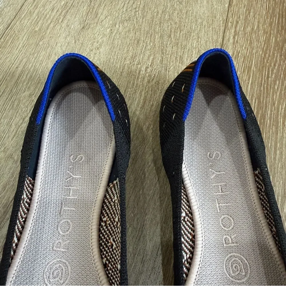 Rothy's RETIRED The Point Ivory Polka Dot Black Knit Ballet Flats Shoes Size 7